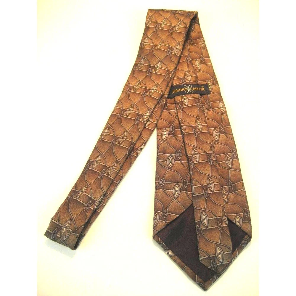 Johnny Carson 100%  Silk Geometric Design Necktie